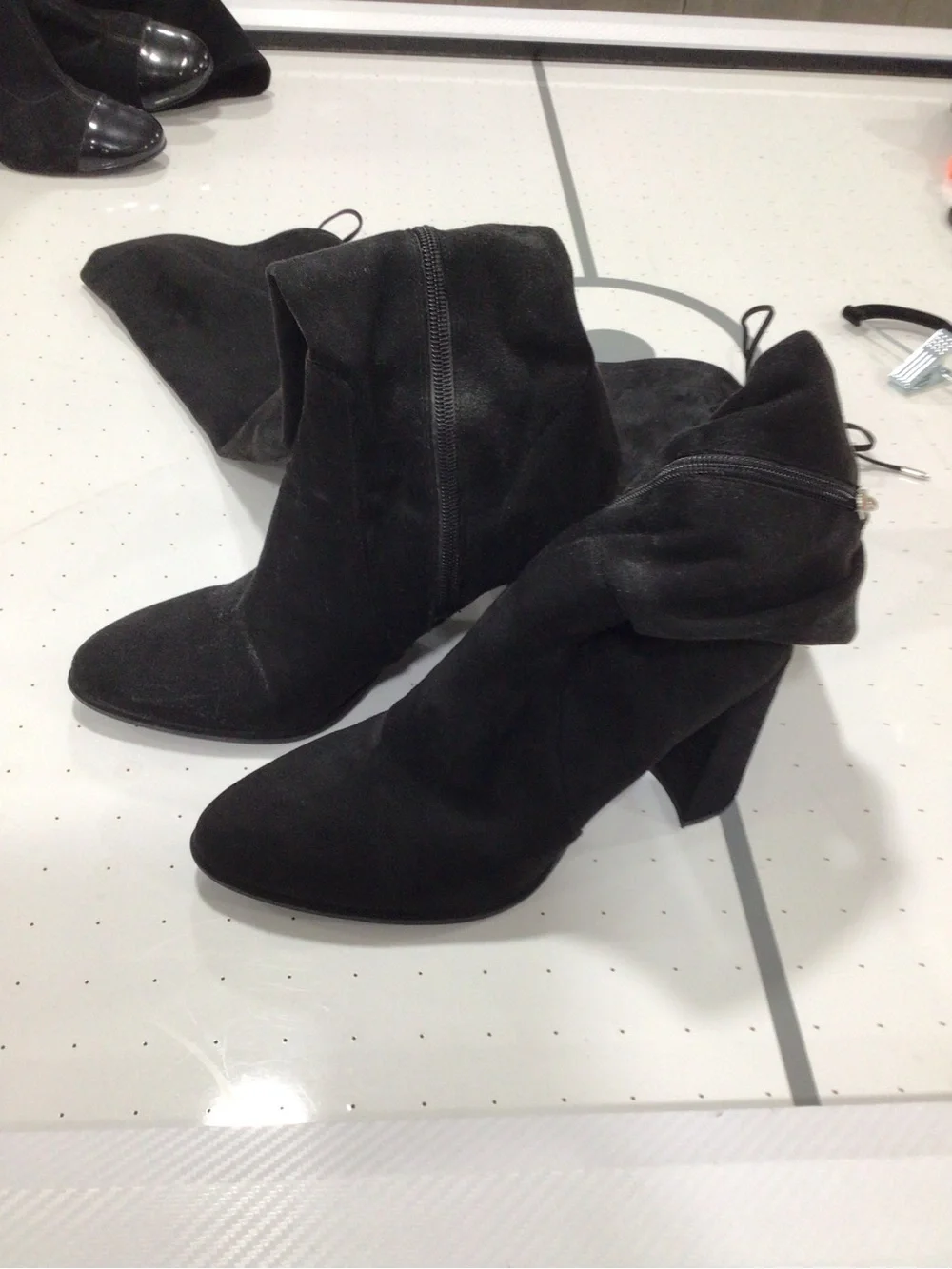 Marc Fisher Black Over-The-Knee Pointed-Toe Zip Boots
